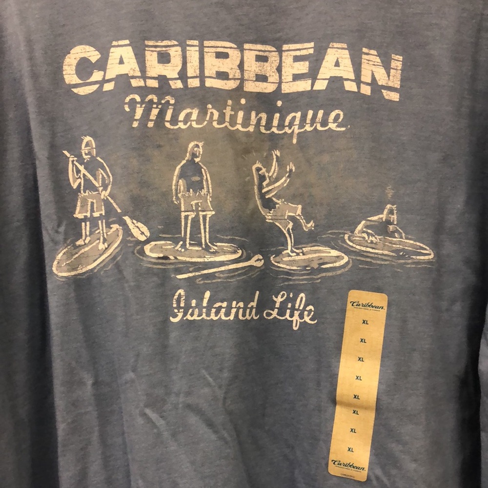 Caribbean ISLAND LIFE T-Shirt Mens XL‎ light blue paddle board NEW with tag XL